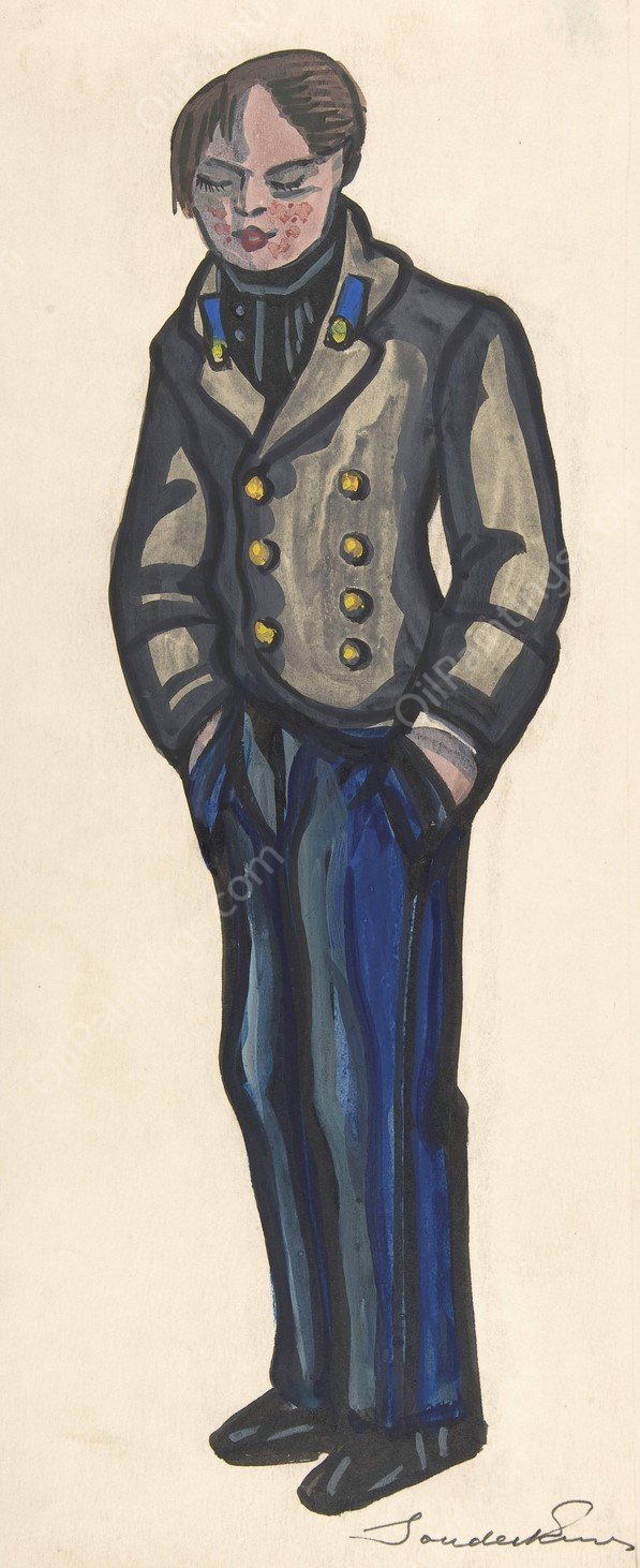 Young man with acne by Sergey Yurievich Sudeikin - Hand-Painted Oil Painting Reproduction