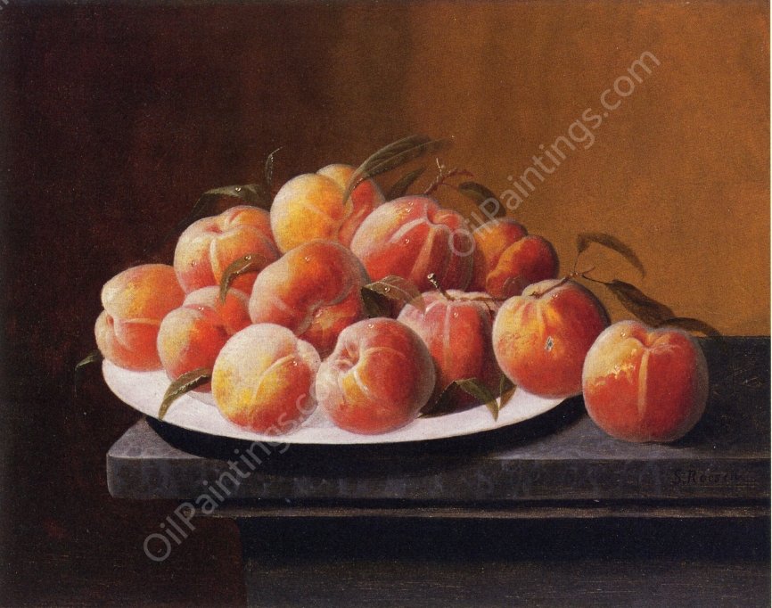 Peaches with Dew in a Bowl by Severin Roesen - Hand-Painted Oil Painting Reproduction