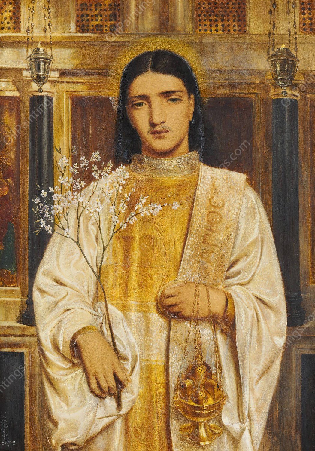 A Saint of the Eastern Church  by Simeon Solomon - Hand-Painted Oil Painting Reproduction