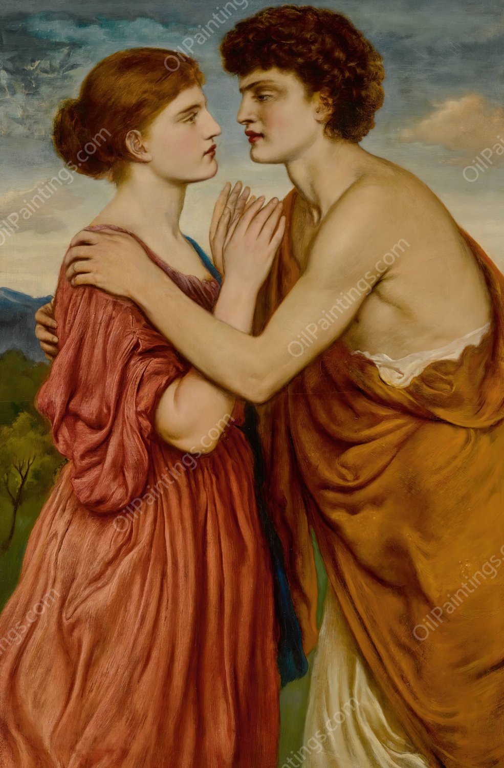 Damon And Aglae by Simeon Solomon - Hand-Painted Oil Painting Reproduction
