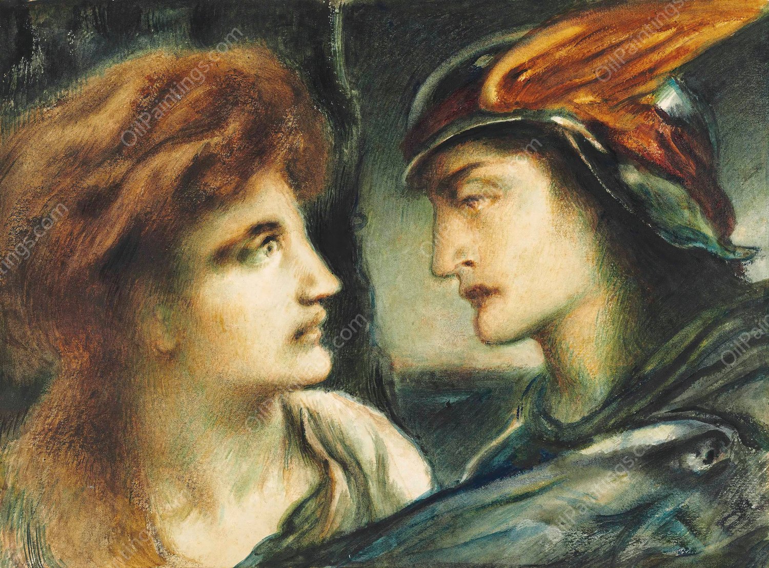 Mercury And Proserpina by Simeon Solomon - Hand-Painted Oil Painting Reproduction