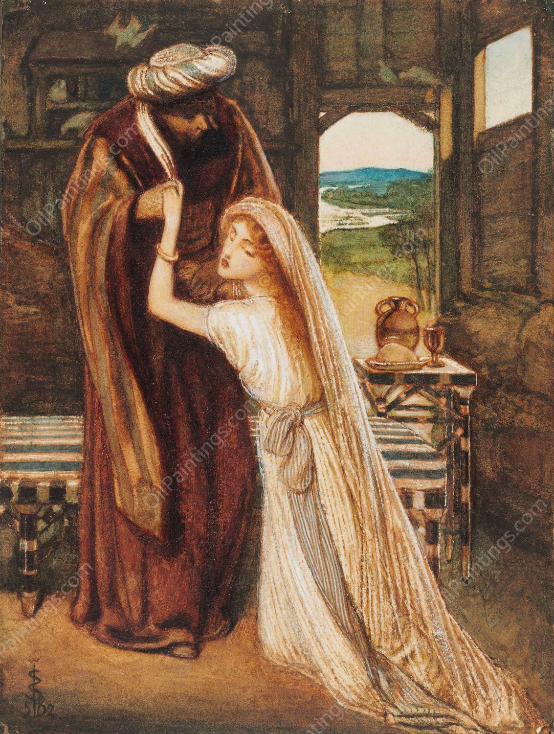 Ruth And Boaz  by Simeon Solomon - Hand-Painted Oil Painting Reproduction