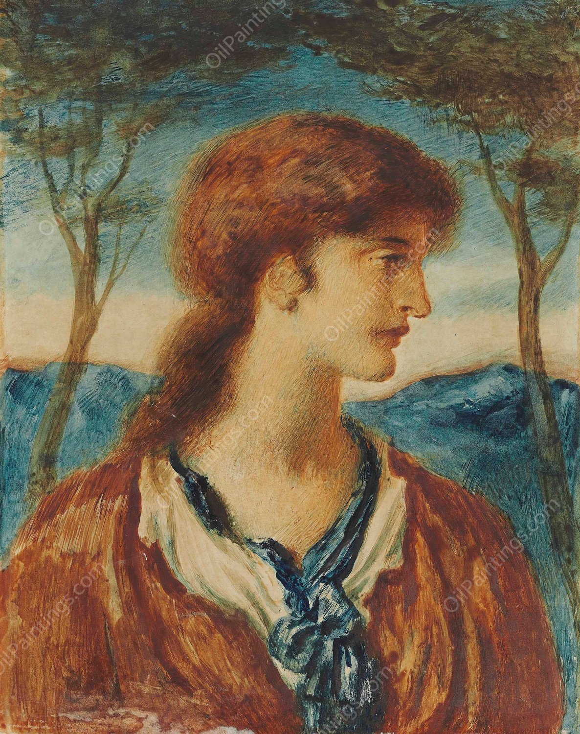 Study of A Youth by Simeon Solomon - Hand-Painted Oil Painting Reproduction