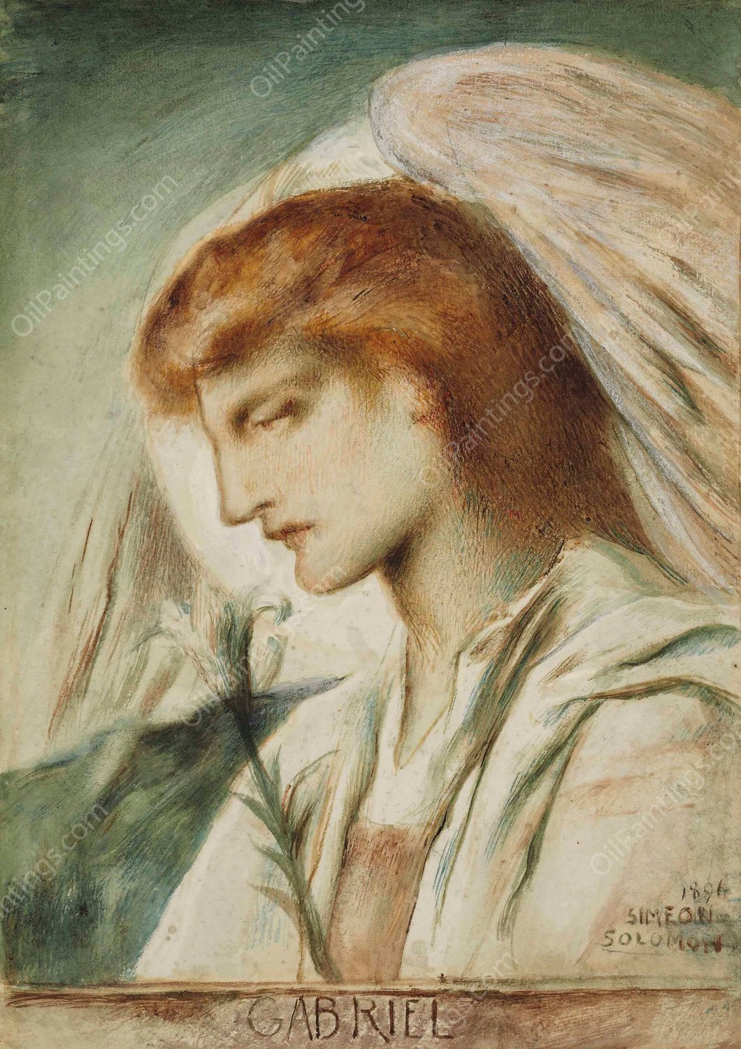 The Archangel Gabriel  by Simeon Solomon - Hand-Painted Oil Painting Reproduction