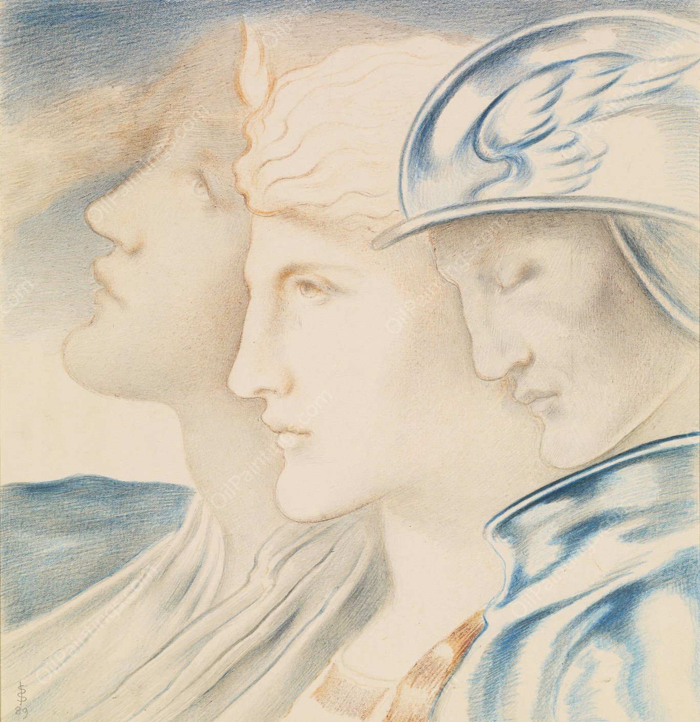 Twilight, Pity and Death  by Simeon Solomon - Hand-Painted Oil Painting Reproduction