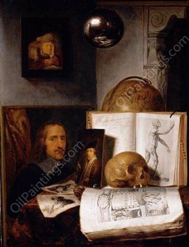 Still Life with a Skull by Simon Luttichuijs - Hand-Painted Oil Painting Reproduction