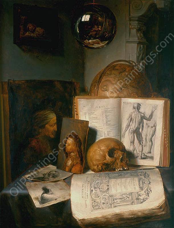 Vanitas Still-Life with a Skull by Simon Luttichuijs - Hand-Painted Oil Painting Reproduction