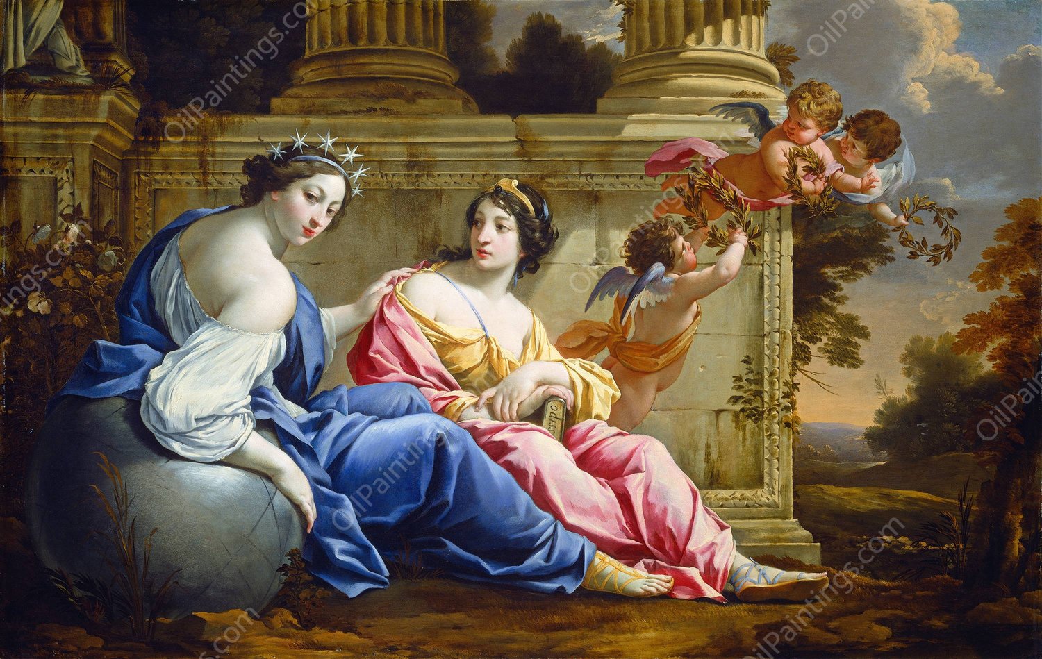 The Muses Urania and Calliope  by Simon Vouet - Hand-Painted Oil Painting Reproduction