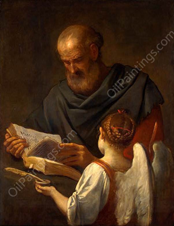 Saint Matthew and the Angel by Simone Cantarini - Hand-Painted Oil Painting Reproduction