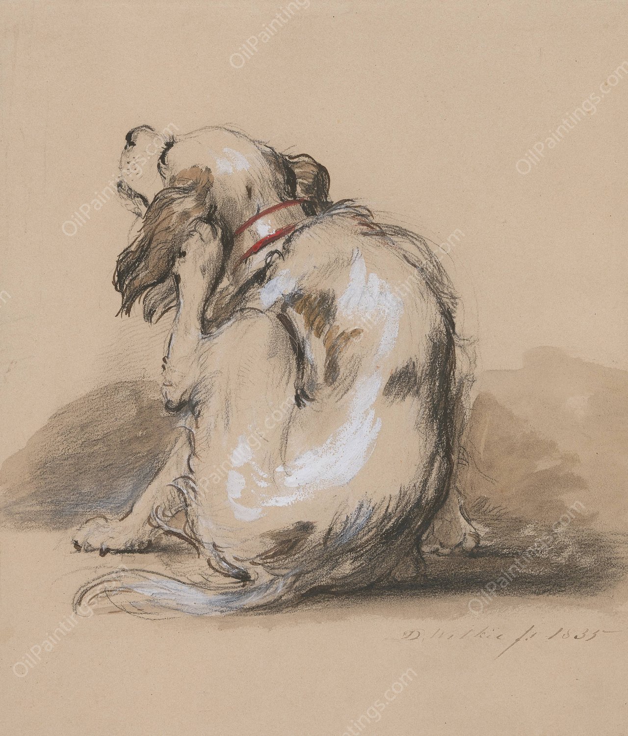 King Charles Spaniel  by Sir David Wilkie - Hand-Painted Oil Painting Reproduction