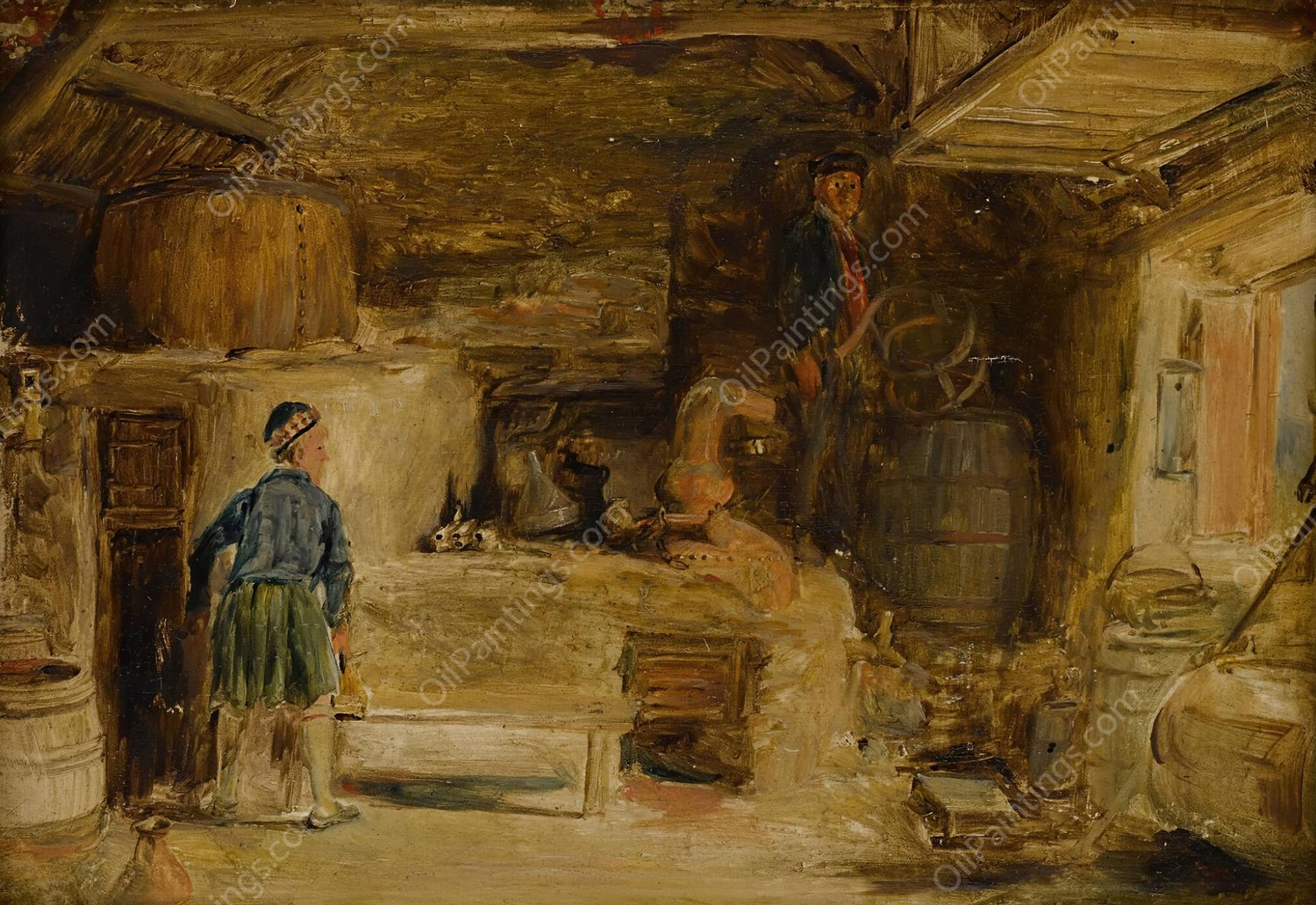 Sketch for 'A Whisky Still at Lochgilphead' by Sir David Wilkie - Hand-Painted Oil Painting Reproduction