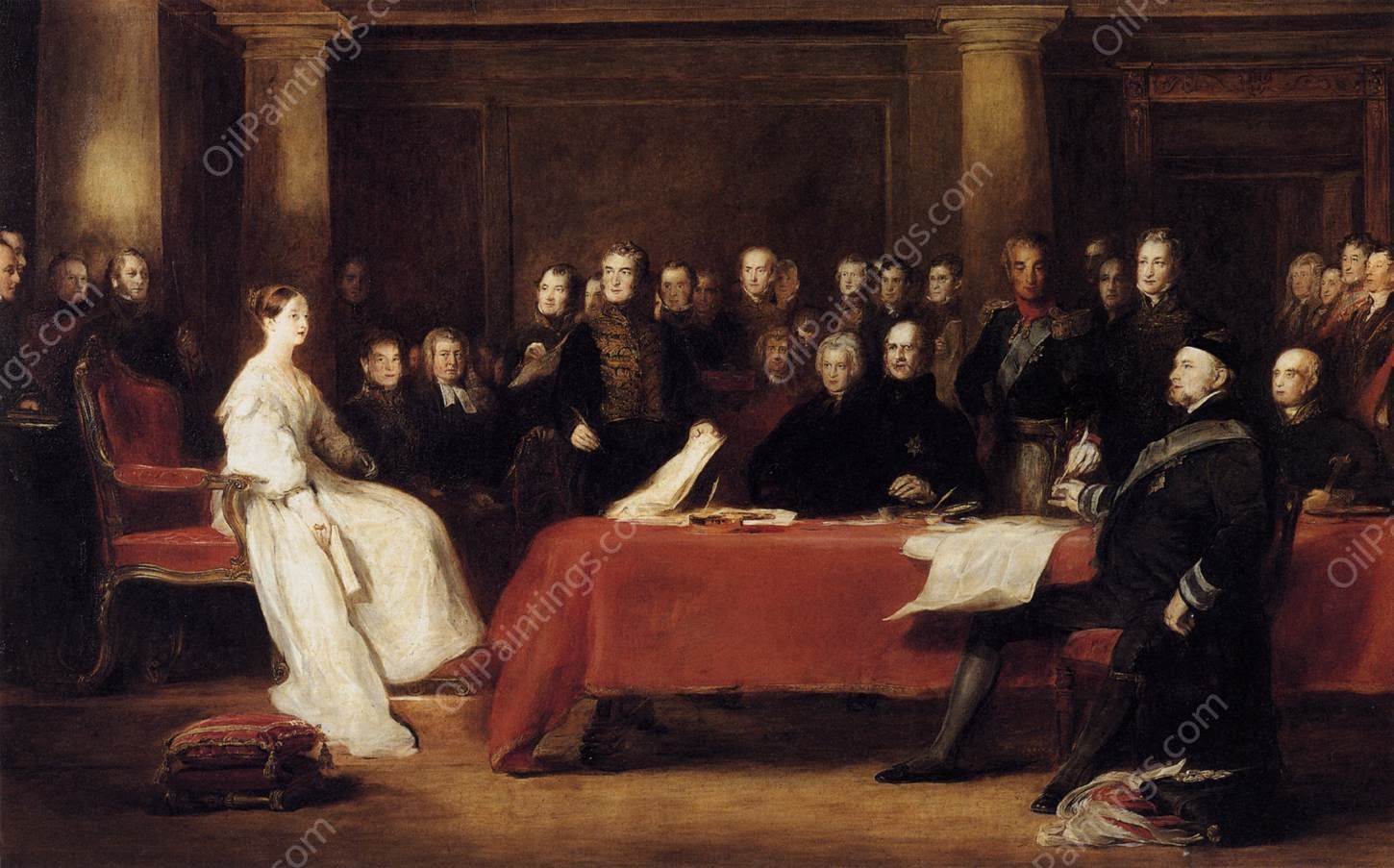The First Council of Queen Victoria by Sir David Wilkie - Hand-Painted Oil Painting Reproduction