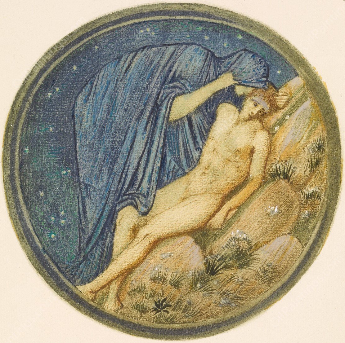Day and Night  by Sir Edward Coley Burne-Jones - Hand-Painted Oil Painting Reproduction