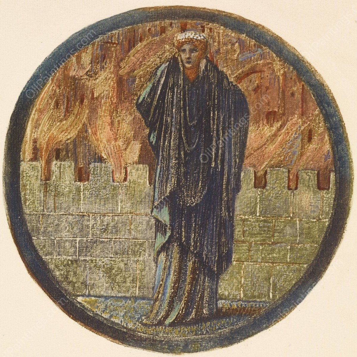 Helen's Tears  by Sir Edward Coley Burne-Jones - Hand-Painted Oil Painting Reproduction