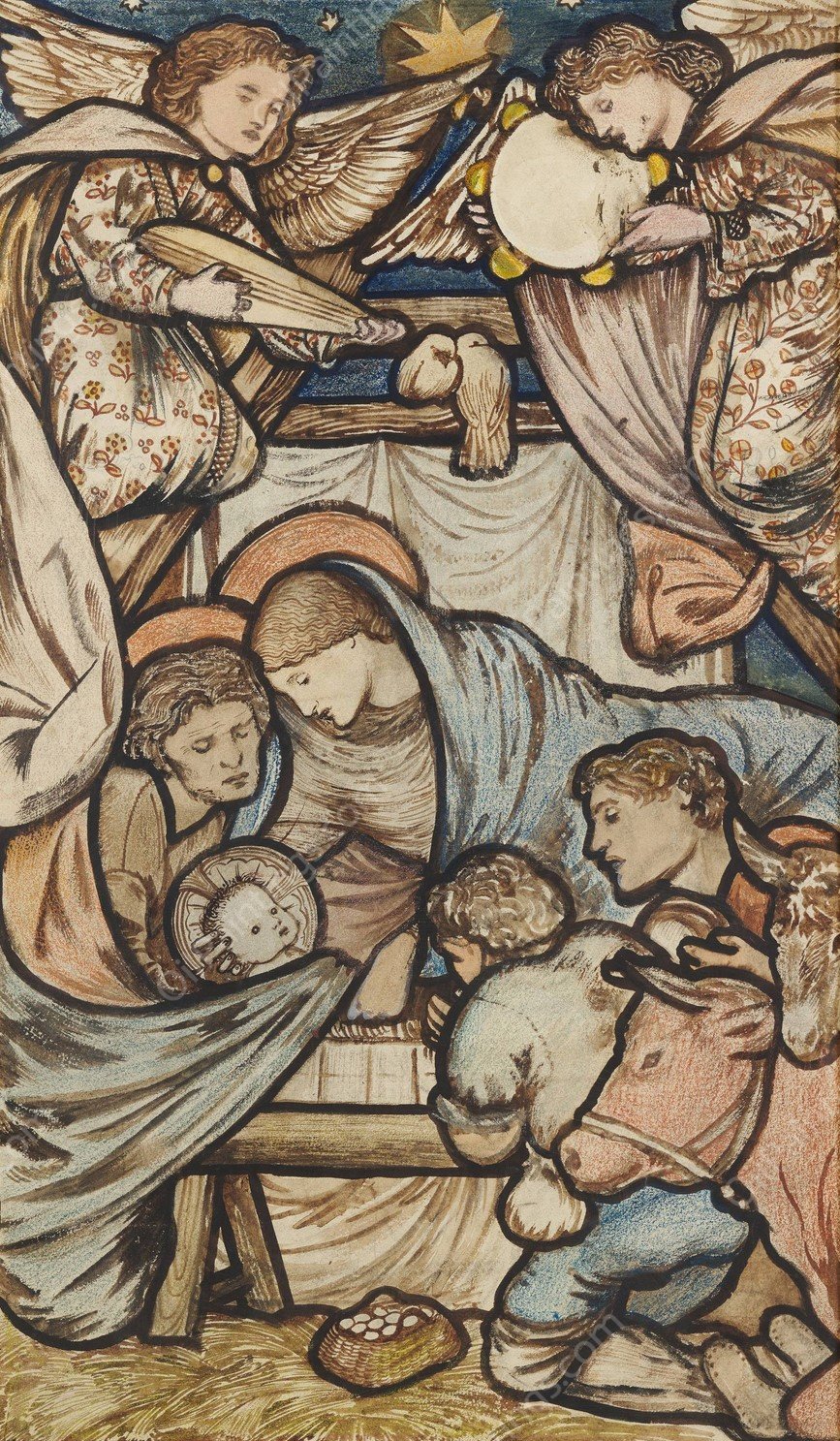 The Nativity  by Sir Edward Coley Burne-Jones - Hand-Painted Oil Painting Reproduction