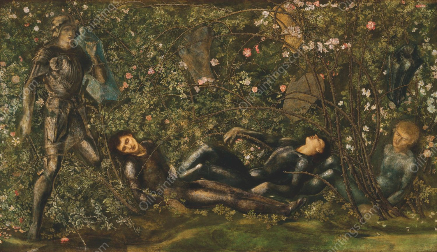 The Prince entering the Briar Wood  by Sir Edward Coley Burne-Jones - Hand-Painted Oil Painting Reproduction