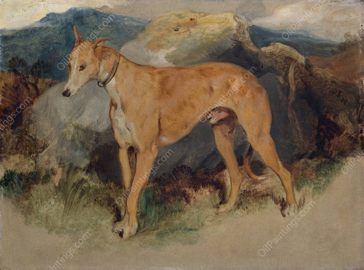 A Deerhound  by Sir Edwin Henry Landseer - Hand-Painted Oil Painting Reproduction