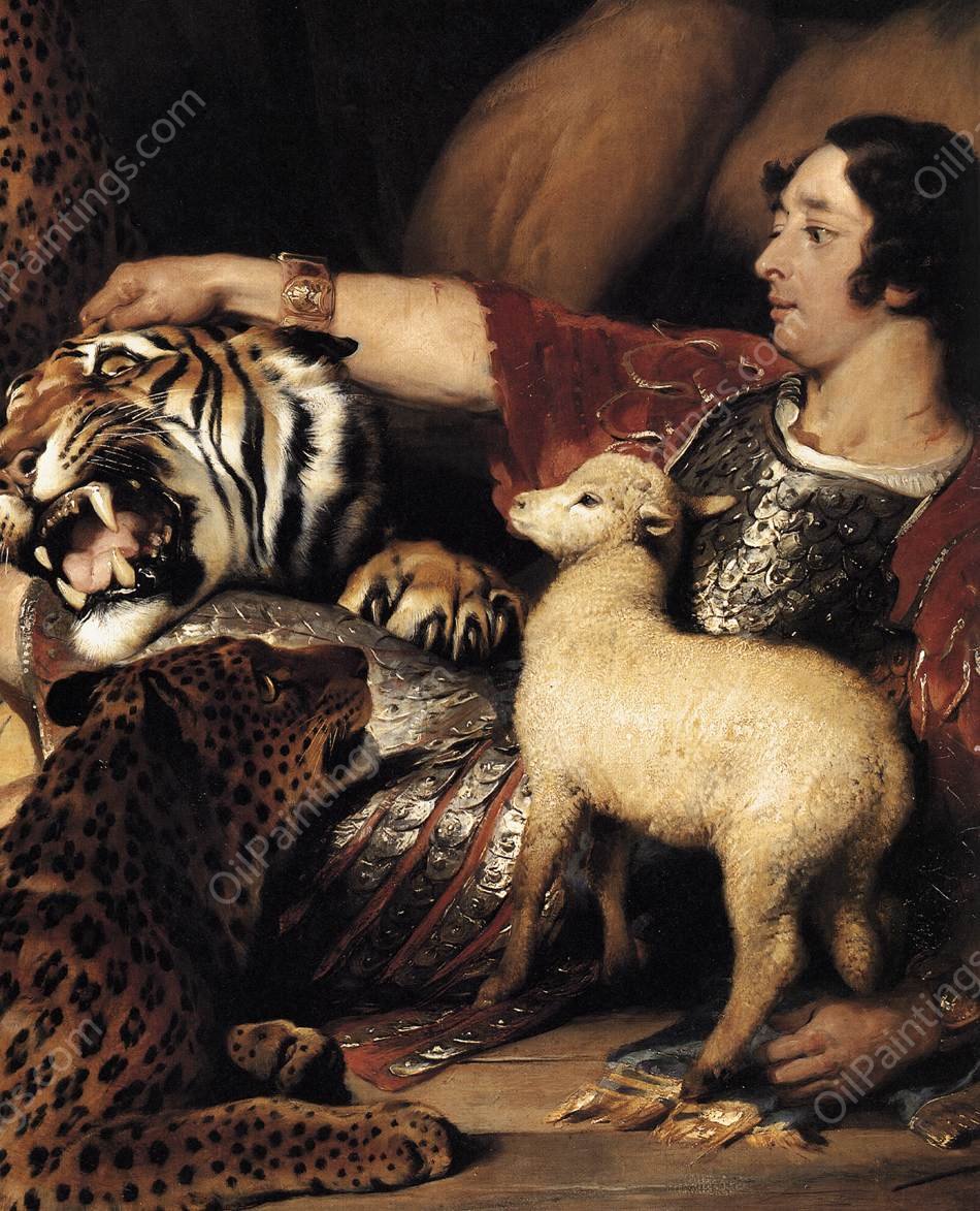 Isaac van Amburgh and His Animals detail by Sir Edwin Landseer - Hand-Painted Oil Painting Reproduction