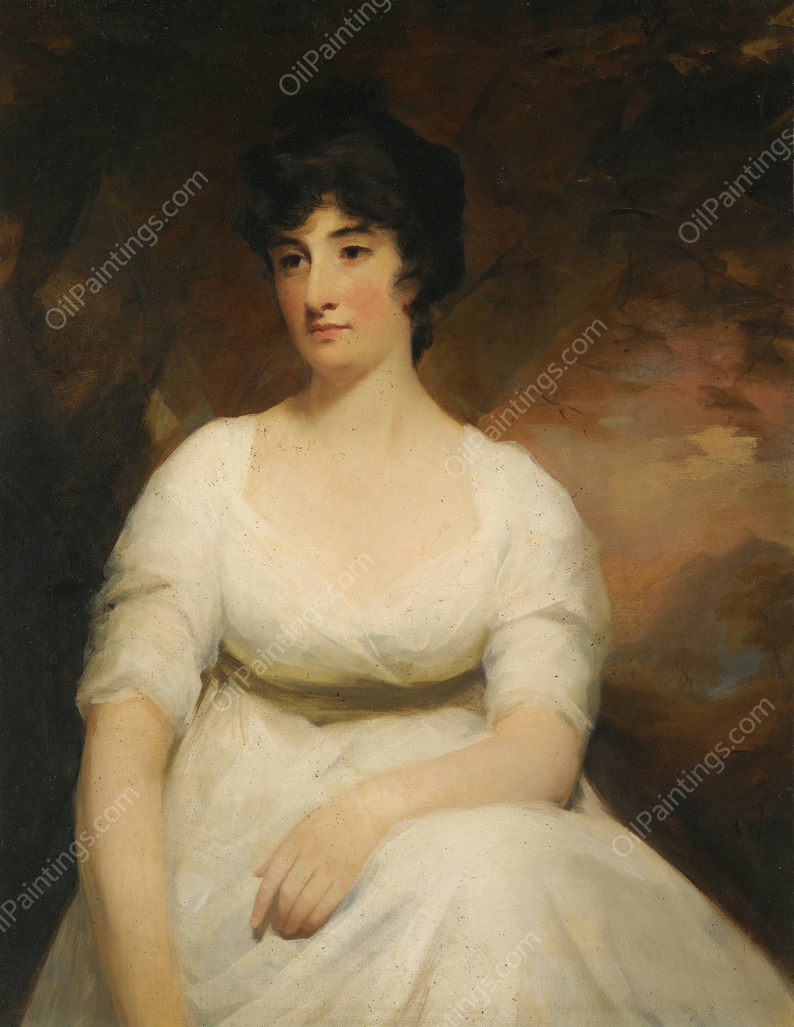 Portrait of Katherine Hamilton, Lady Suttie of Balgone  by Sir Henry Raeburn - Hand-Painted Oil Painting Reproduction