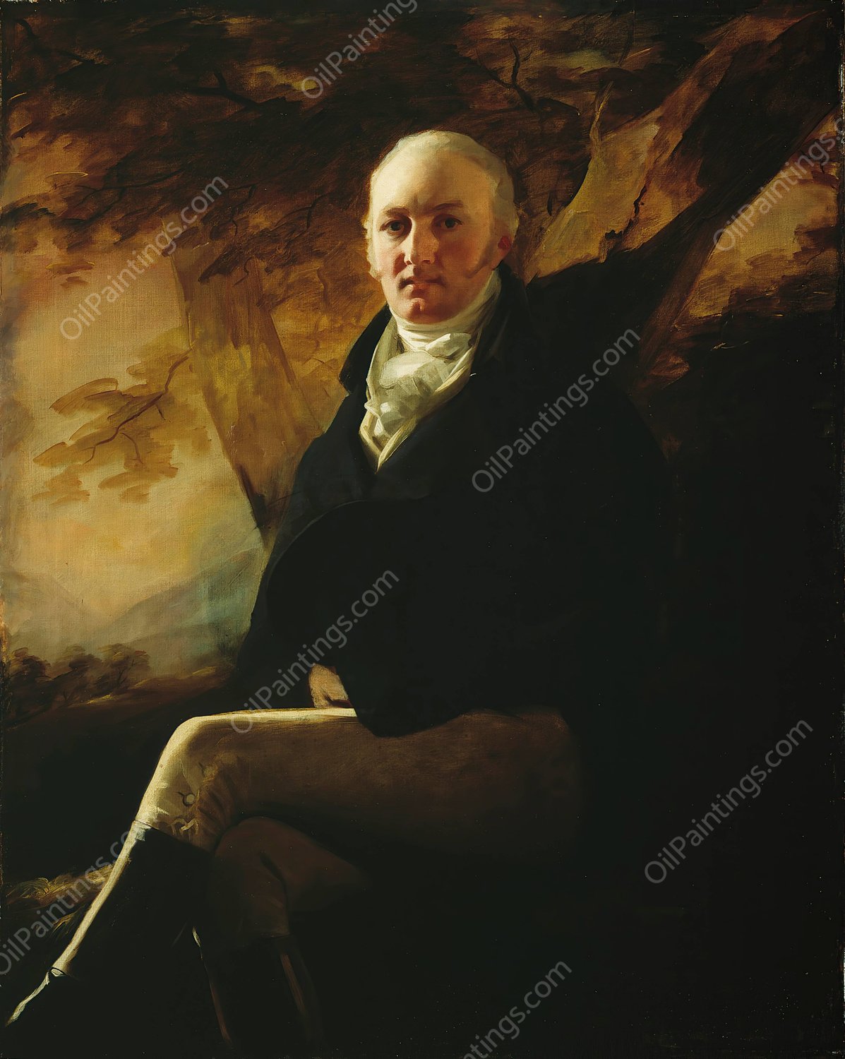 Sir James Montgomery, Second Baronet of Stanhope  by Sir Henry Raeburn - Hand-Painted Oil Painting Reproduction