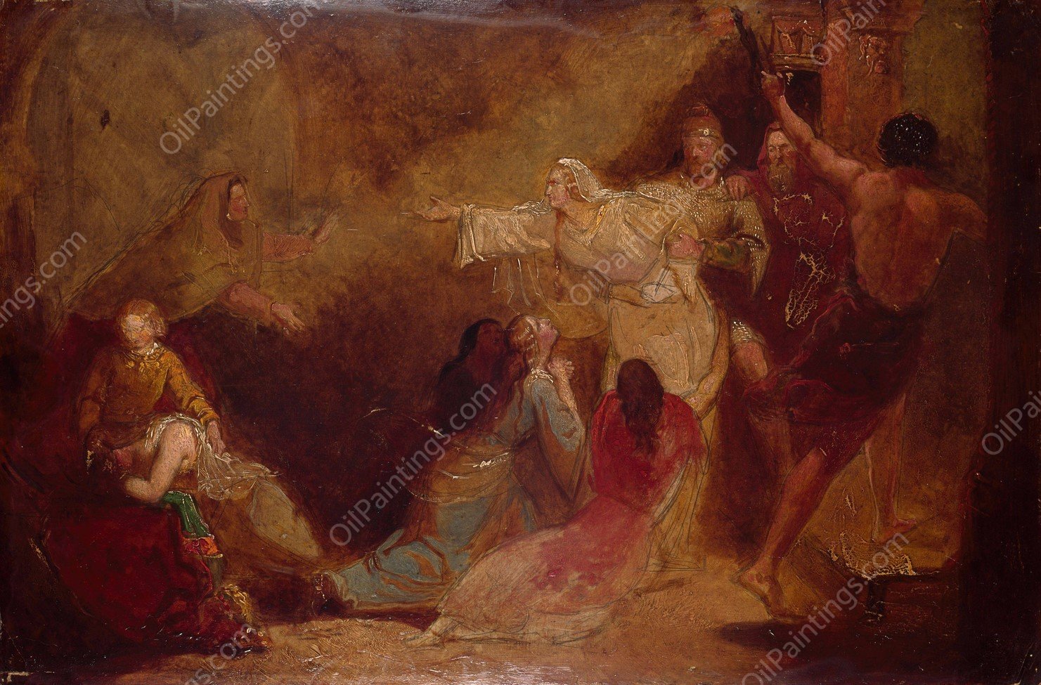 Elgiva seized by order of Archbishop Odo  by Sir John Everett Millais - Hand-Painted Oil Painting Reproduction