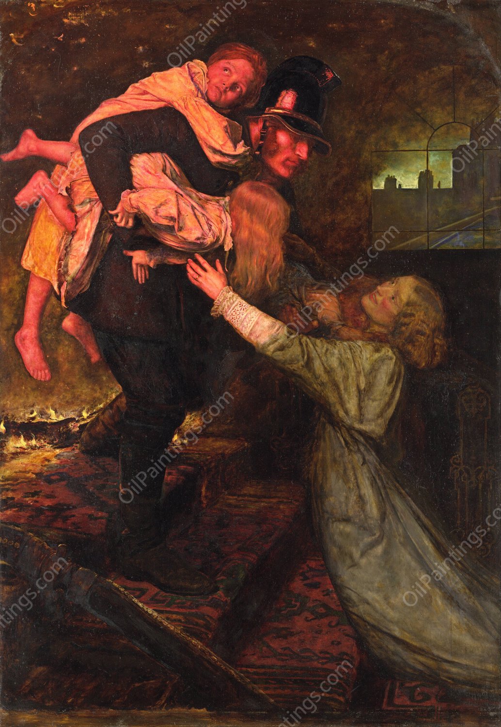 The Rescue by Sir John Everett Millais - Hand-Painted Oil Painting Reproduction