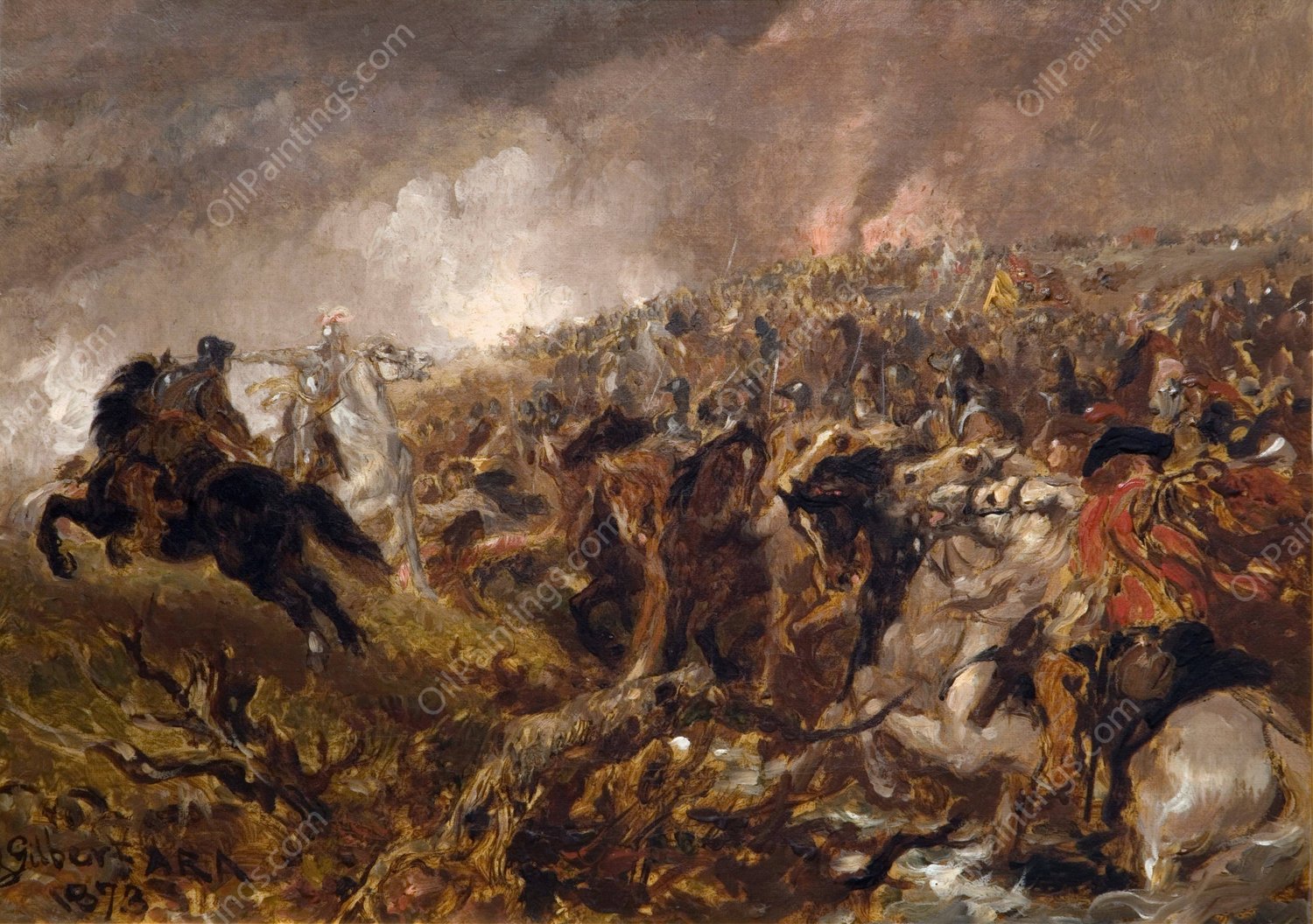 Preparing For The Charge  by Sir John Gilbert - Hand-Painted Oil Painting Reproduction