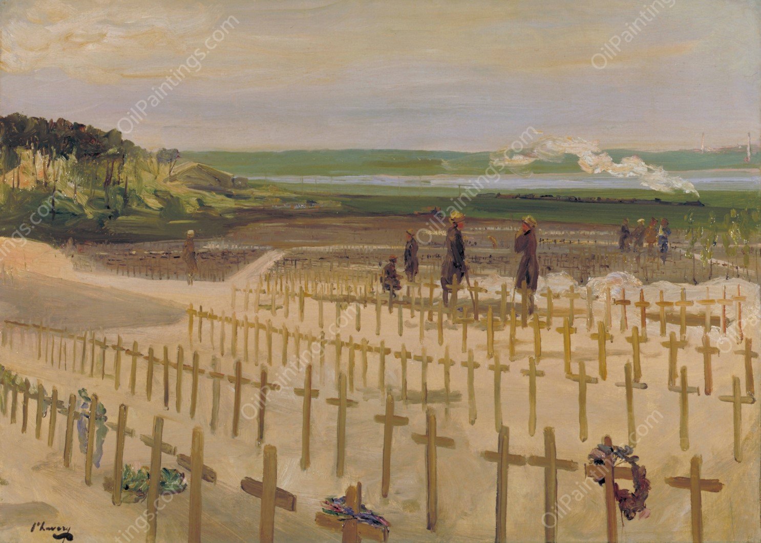 The Cemetery, Etaples, 1919  by Sir John Lavery - Hand-Painted Oil Painting Reproduction
