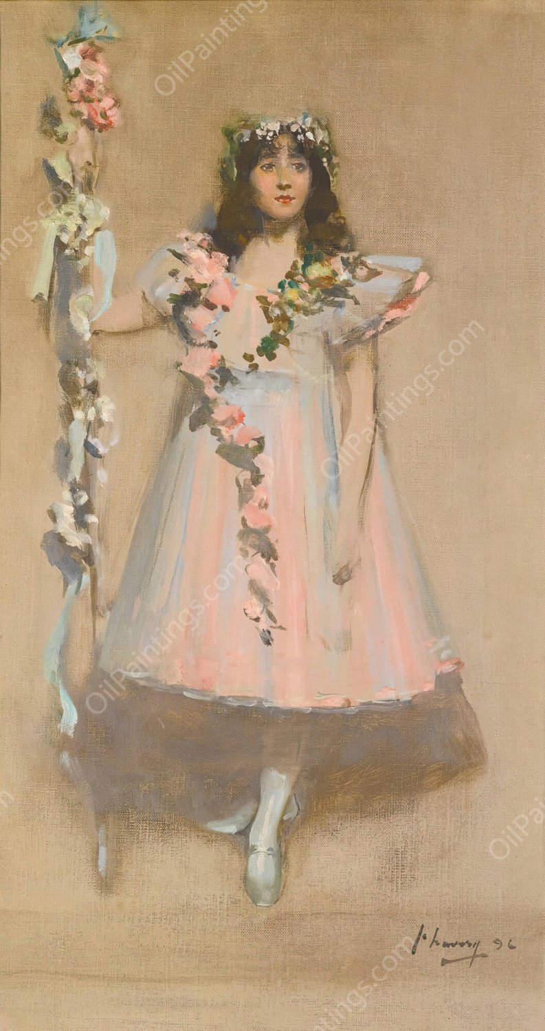 The Garlanded Girl 1896 by Sir John Lavery - Hand-Painted Oil Painting Reproduction