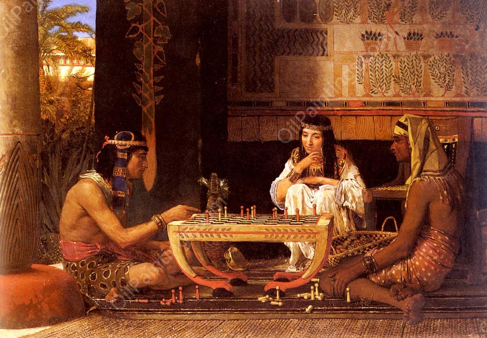 Egyptian Chess Players by Sir Lawrence Alma-Tadema - Hand-Painted Oil Painting Reproduction