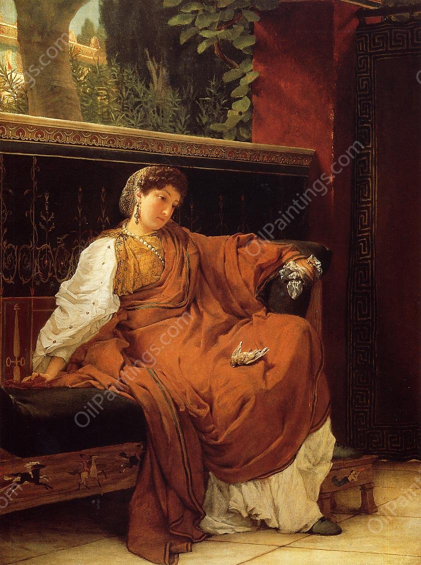 Lesbia Weeping over a Sparrow by Sir Lawrence Alma-Tadema - Hand-Painted Oil Painting Reproduction