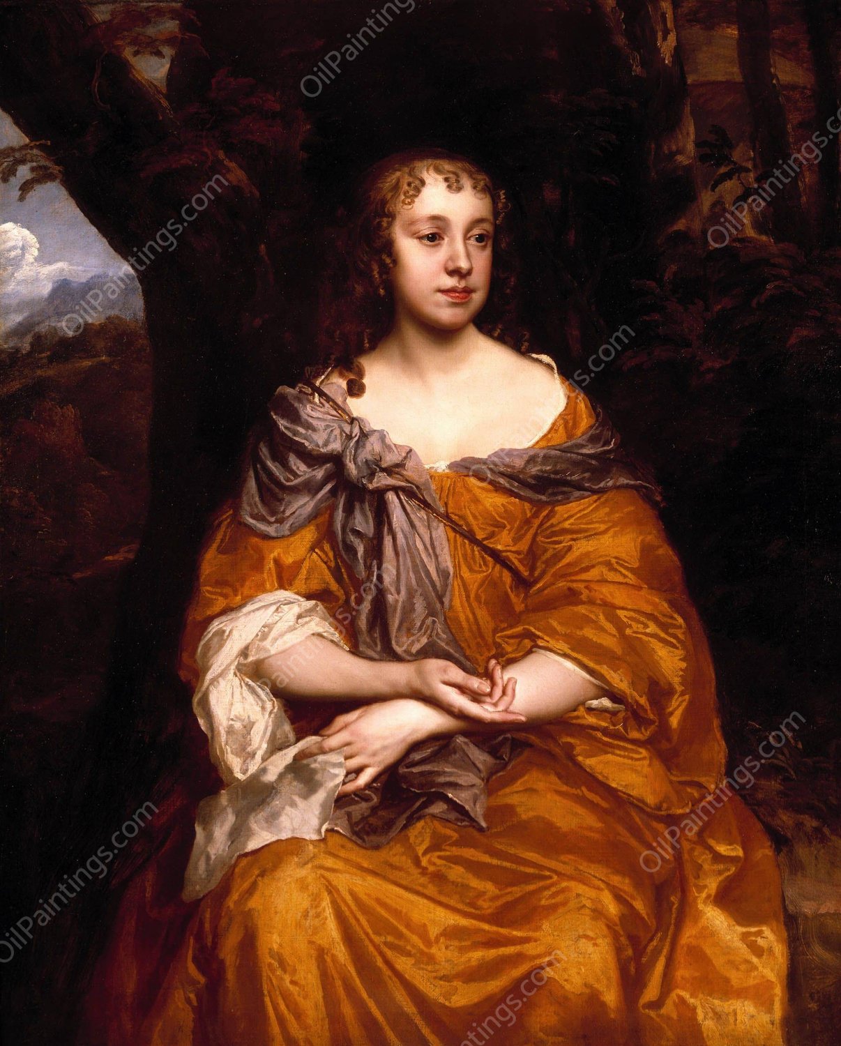 Portrait of Miss Wharton  by Sir Peter Lely - Hand-Painted Oil Painting Reproduction