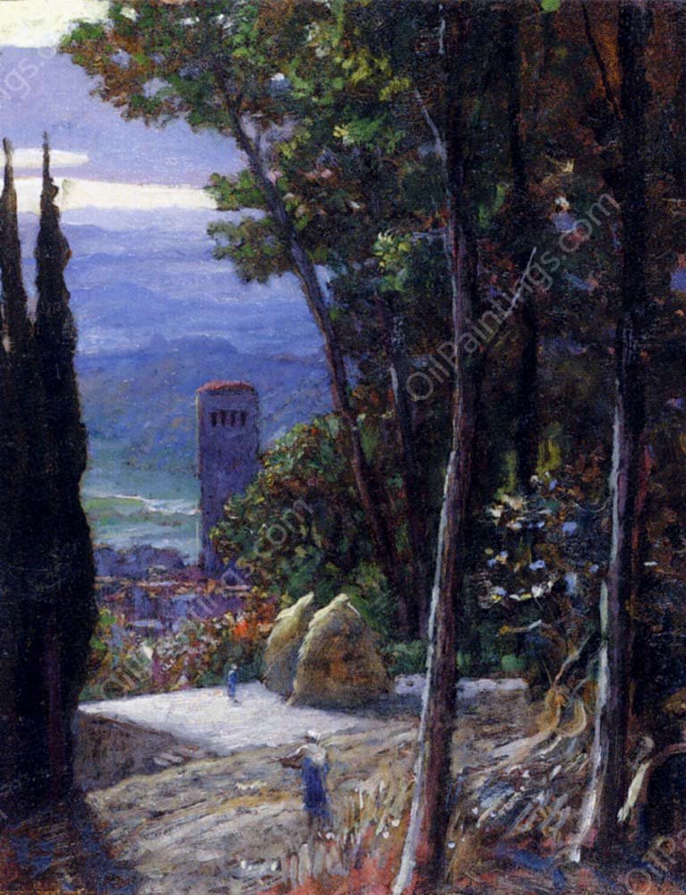 An Umbrian Threshing Floor Near Rocca Sant' Angelo by Sir William Blake Richmond - Hand-Painted Oil Painting Reproduction