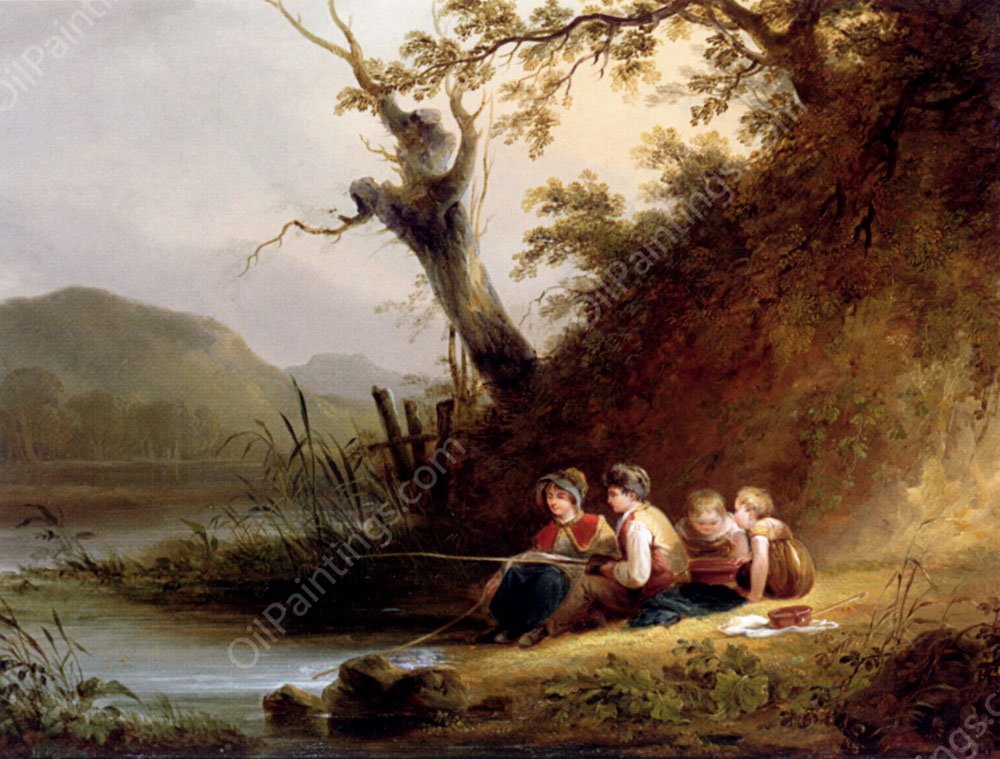 The Young Anglers by William Joseph Shayer, Snr. - Hand-Painted Oil Painting Reproduction