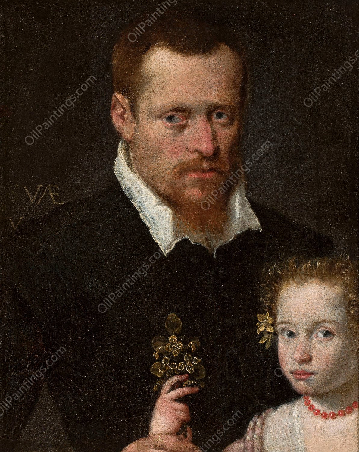 Portrait of a man with his daughter by Sofonisba Anguissola - Hand-Painted Oil Painting Reproduction