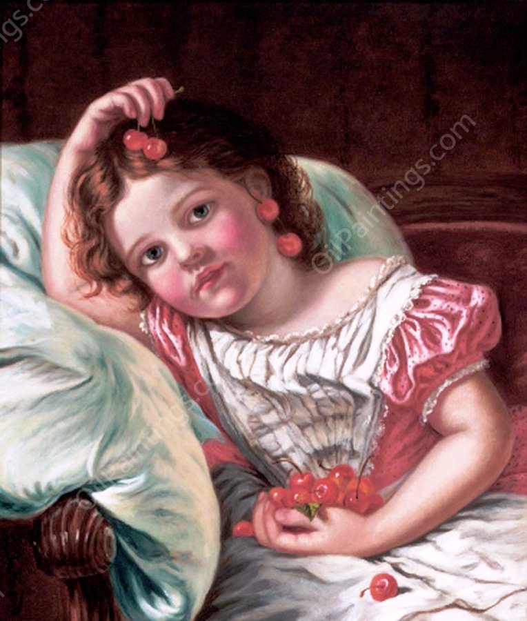 Cherry Ripe by Sophie Anderson - Hand-Painted Oil Painting Reproduction