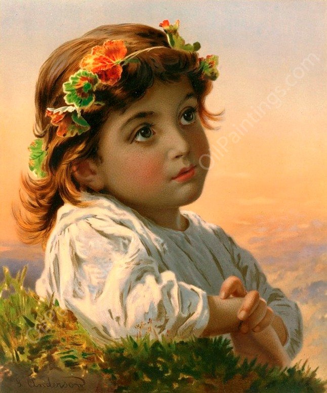 Dreaming Daisy by Sophie Anderson - Hand-Painted Oil Painting Reproduction