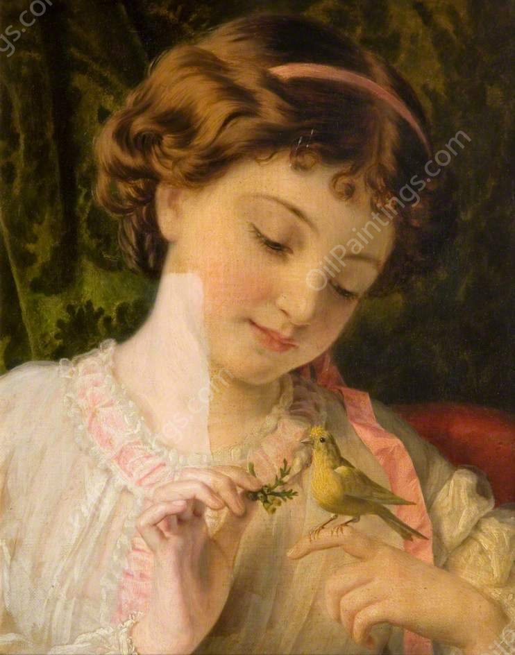 Pet Canary by Sophie Anderson - Hand-Painted Oil Painting Reproduction