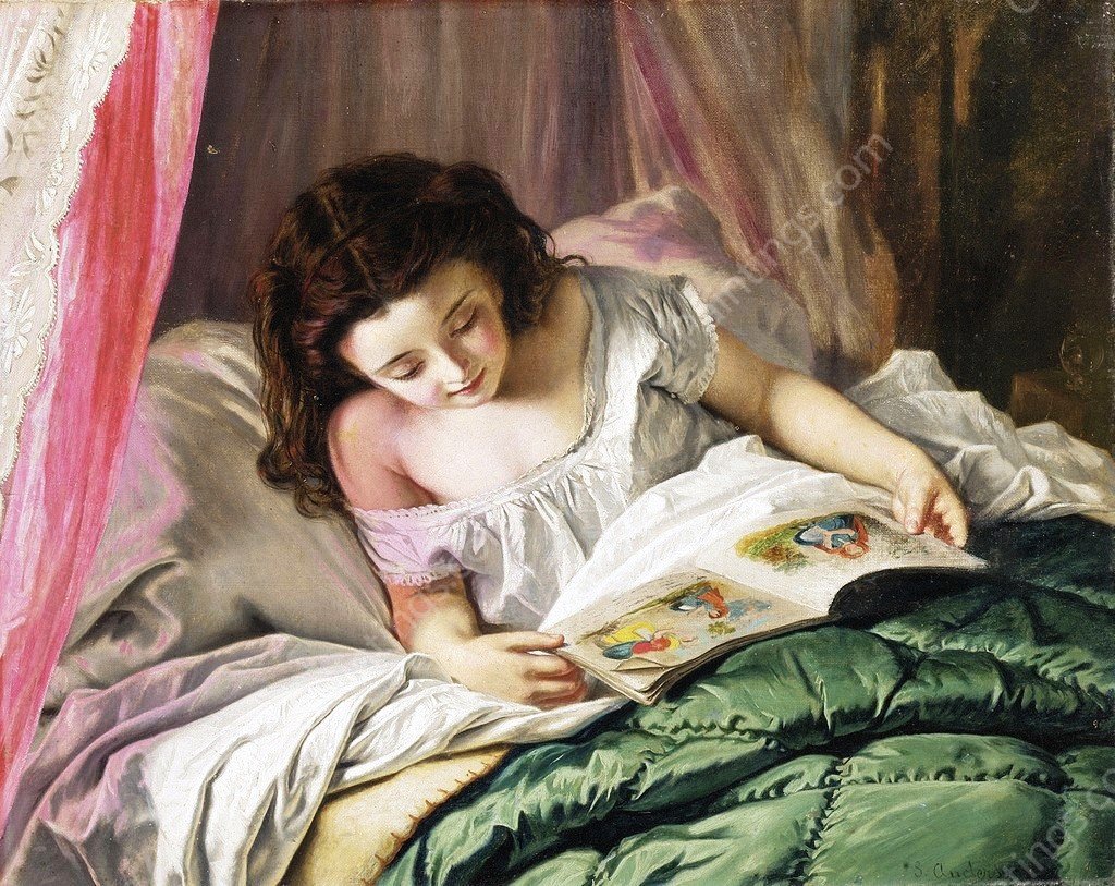 Reading Time by Sophie Anderson - Hand-Painted Oil Painting Reproduction