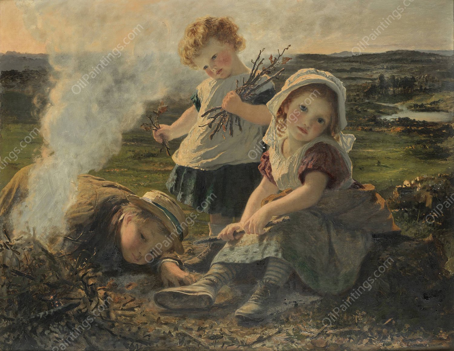 The Bonfire by Sophie Anderson - Hand-Painted Oil Painting Reproduction