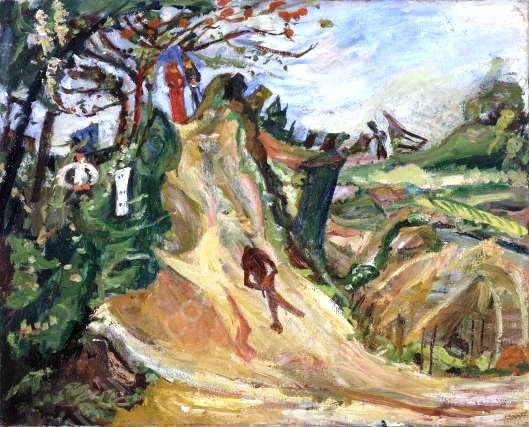 Landscape with Figure  by Chaim Soutine - Hand-Painted Oil Painting Reproduction