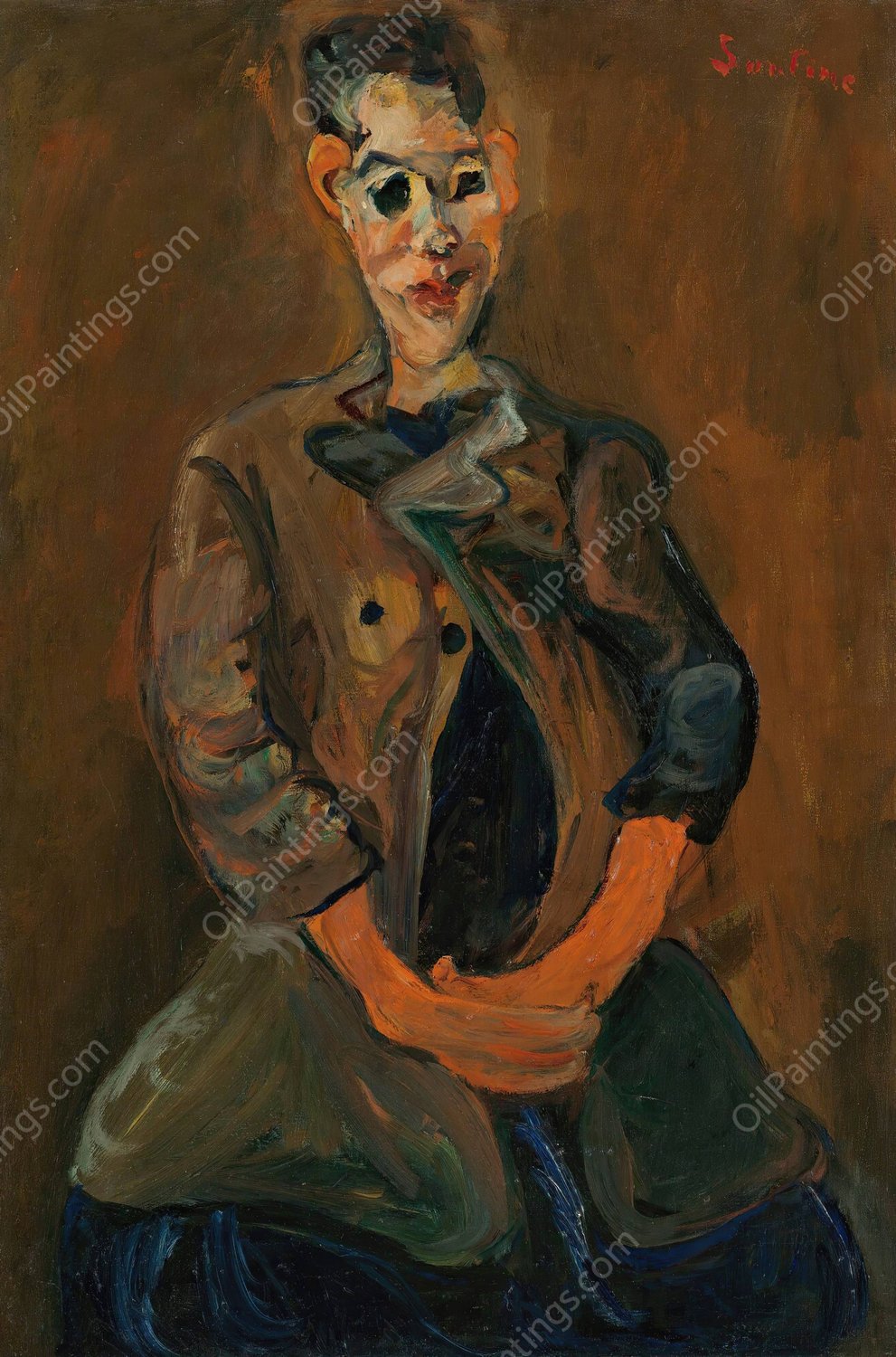 Portrait D'un Jeune Homme  by Chaim Soutine - Hand-Painted Oil Painting Reproduction