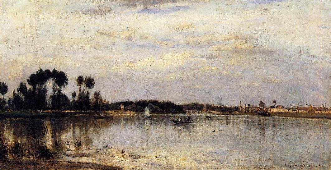 The Seine at Ile Saint-Denis by Stanislas Lepine - Hand-Painted Oil Painting Reproduction
