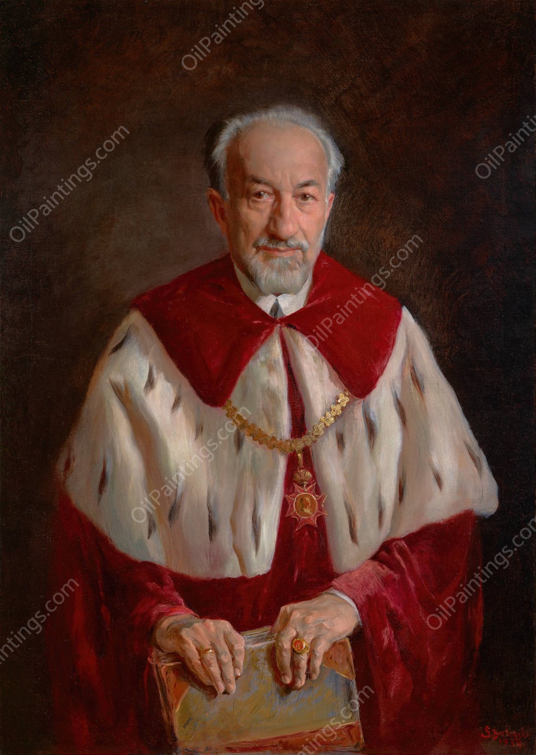 Portrait of Prof. Adolf Beck  by Stanislaw Batowski-Kaczor - Hand-Painted Oil Painting Reproduction