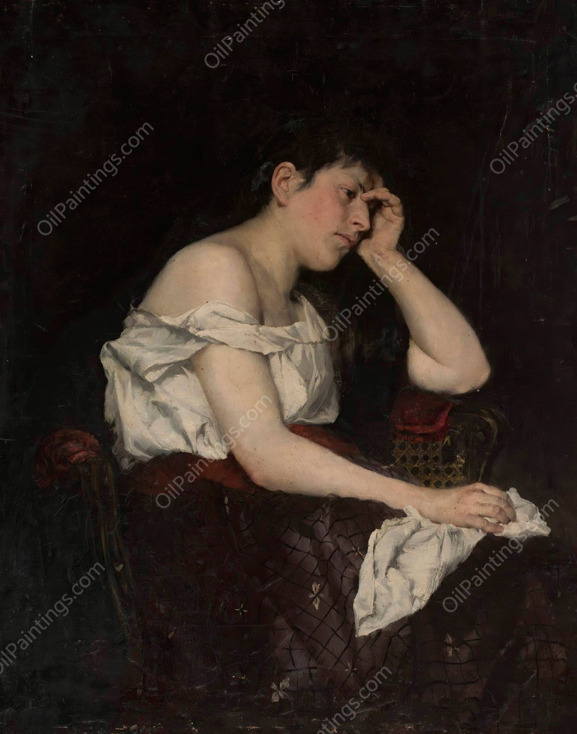 Woman in reverie  by Stanislaw Batowski-Kaczor - Hand-Painted Oil Painting Reproduction