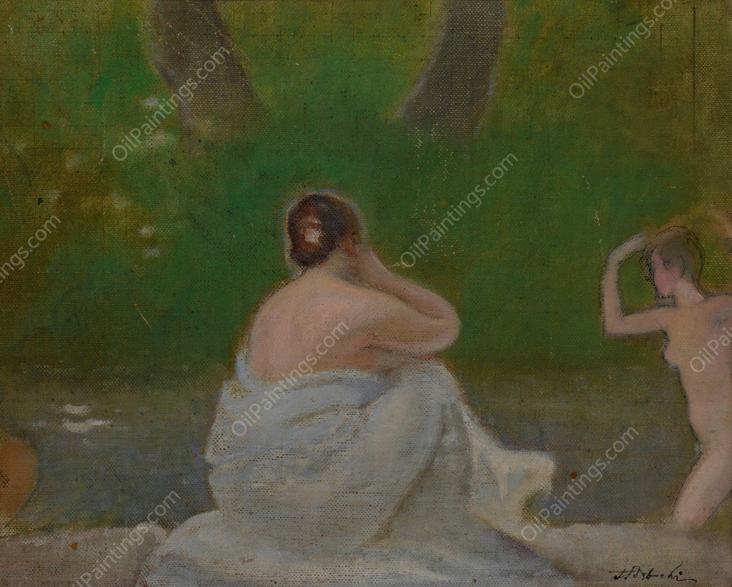 In the Park  by Stanislaw Debicki - Hand-Painted Oil Painting Reproduction