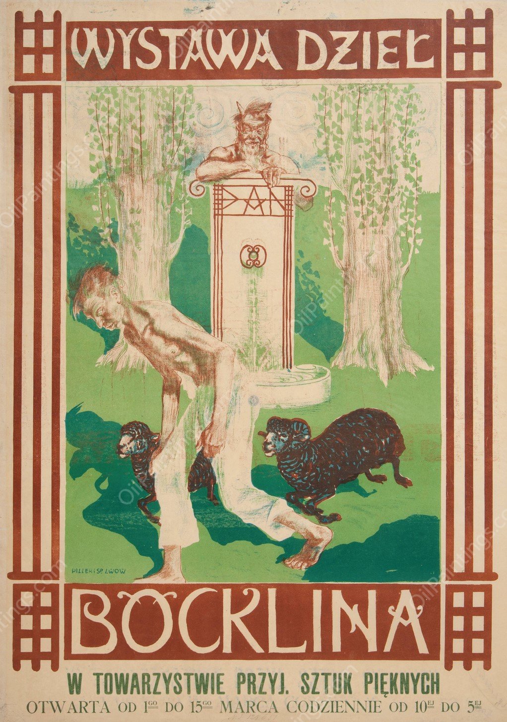 Wystawa dziel BOcklina  by Stanislaw Debicki - Hand-Painted Oil Painting Reproduction