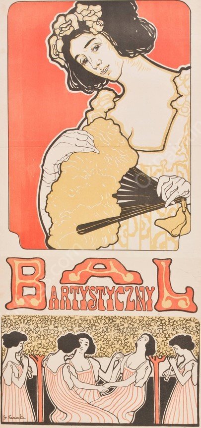 Bal Artystyczny w sali Hotelu Saskiego  by Stanislaw Kamocki - Hand-Painted Oil Painting Reproduction