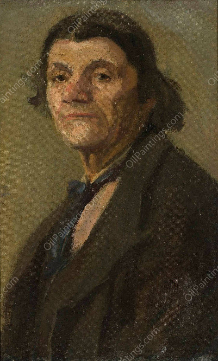 Male portrait by Stanislaw Lentz - Hand-Painted Oil Painting Reproduction