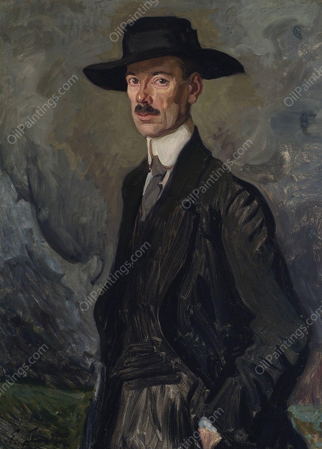 Portrait of Bronislaw Kowalewski, painter  by Stanislaw Lentz - Hand-Painted Oil Painting Reproduction